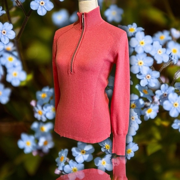 NWT Eddie Bauer ‘1/2 Zip Pullover’ in “Punch Pink / Castle Rock” Size Medium - Picture 6 of 15